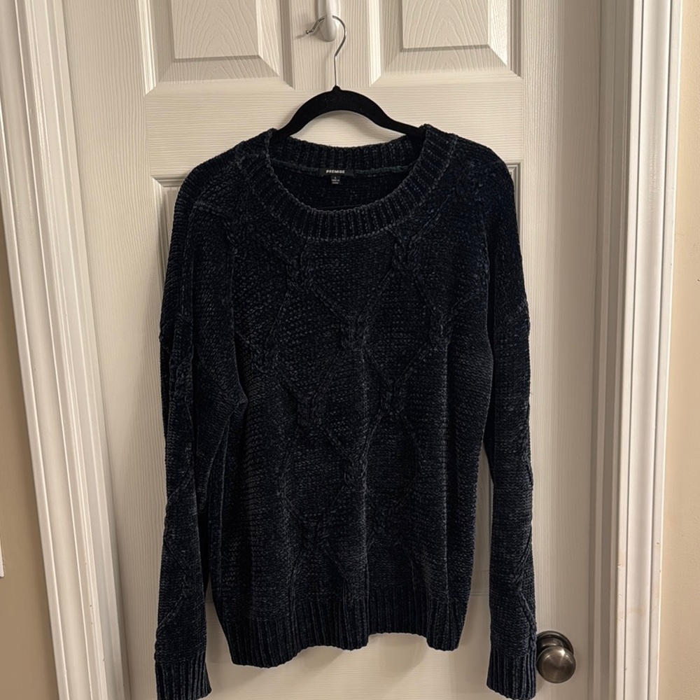 Blueish Green Cable Knit Sweater